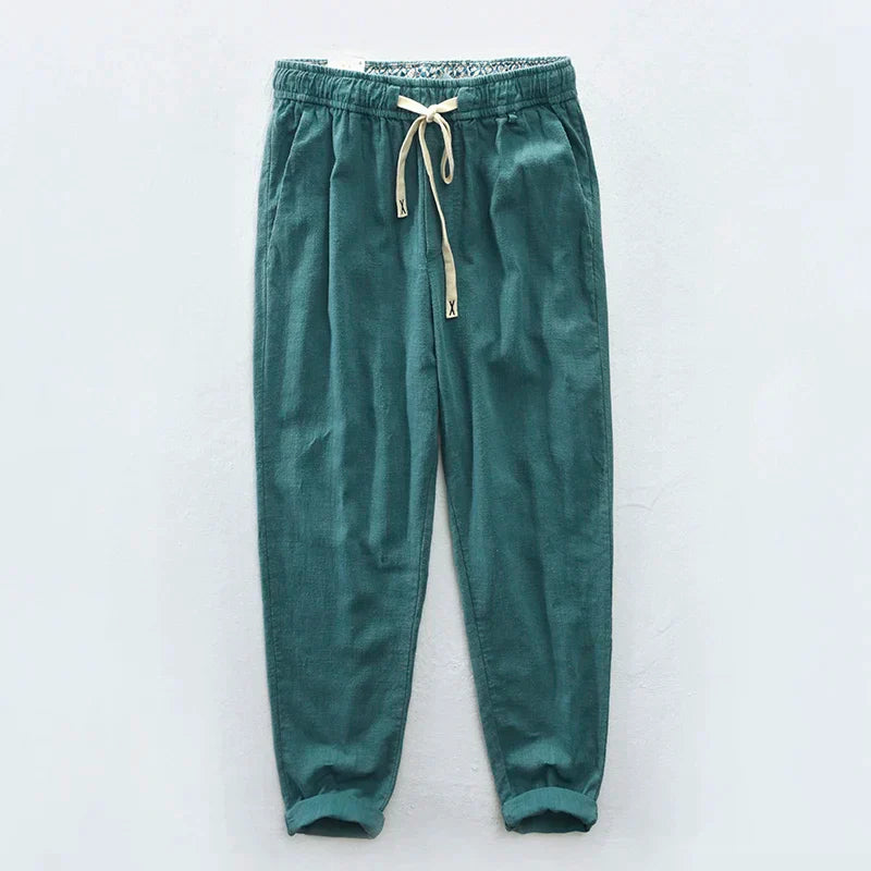 maoxiangshop 7 Colors Men's Cotton Linen Pants Male Spring Summer Casual Solid Color Thin Linen Cargo Trousers Streetwear M-XXXL
