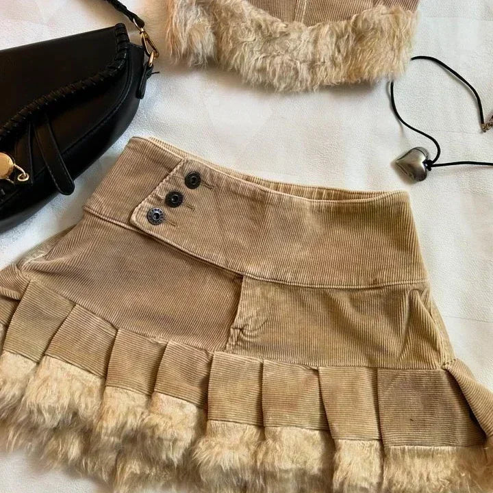 maoxiangshop - Y2K Harajuku Gothic Leather Jacket Casual Skirts Gothic Fashion Leather Patchwork Two Piece Clothing gothic Women Hot Sweetheart