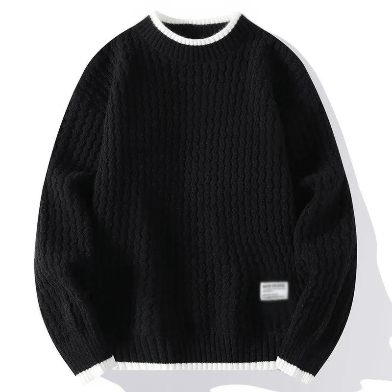 maoxiangshop New Autumn Winter Mens Mock Neck Sweaters Knitted Pullovers Fashion Casual Knitwear Men Youthful Vitality Sweater Pullover Man