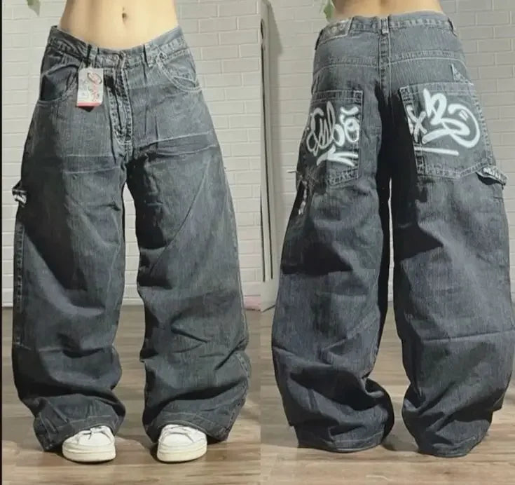 maoxiangshopStreet Vintage Jeans New Y2K Harajuku Wash blue Multiple pockets Baggy Jeans Denim Pants Mens Womens High Waist Wide Trousers