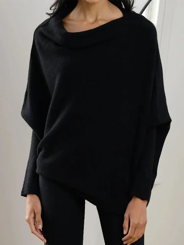 maoxiangshop Autumn And Winter New Women's Ribbed Knit Jumper Set Head Casual Bat Sleeve Round Neck Simple Versatile Knitwear Jumper