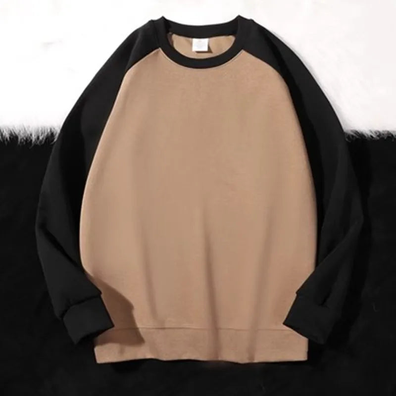 maoxiangshop 2024 Spring Autumn New Men Casual Sweatshirts Harajuku Loose Streetwear Tops O Neck Pullover Hoody Solid Mens Sweatshirts M-3XL