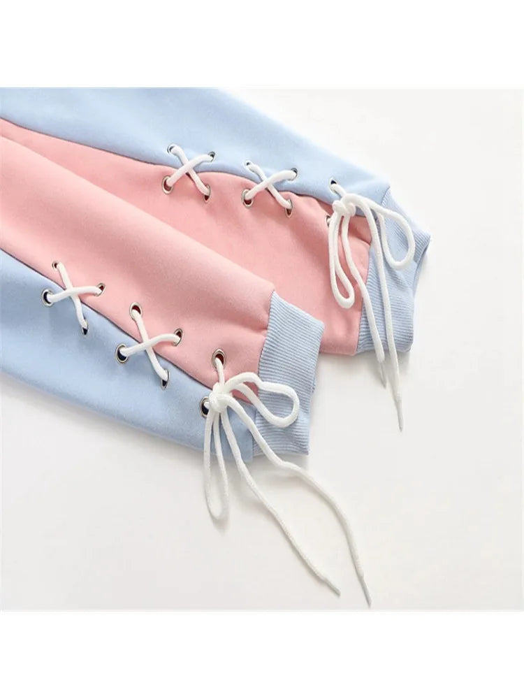 Fleece Plus Velvet Hoodies Sweatshirts For Teen Girls Cartoon Print O-neck Winter Thick Cute Pullover Tracksuits