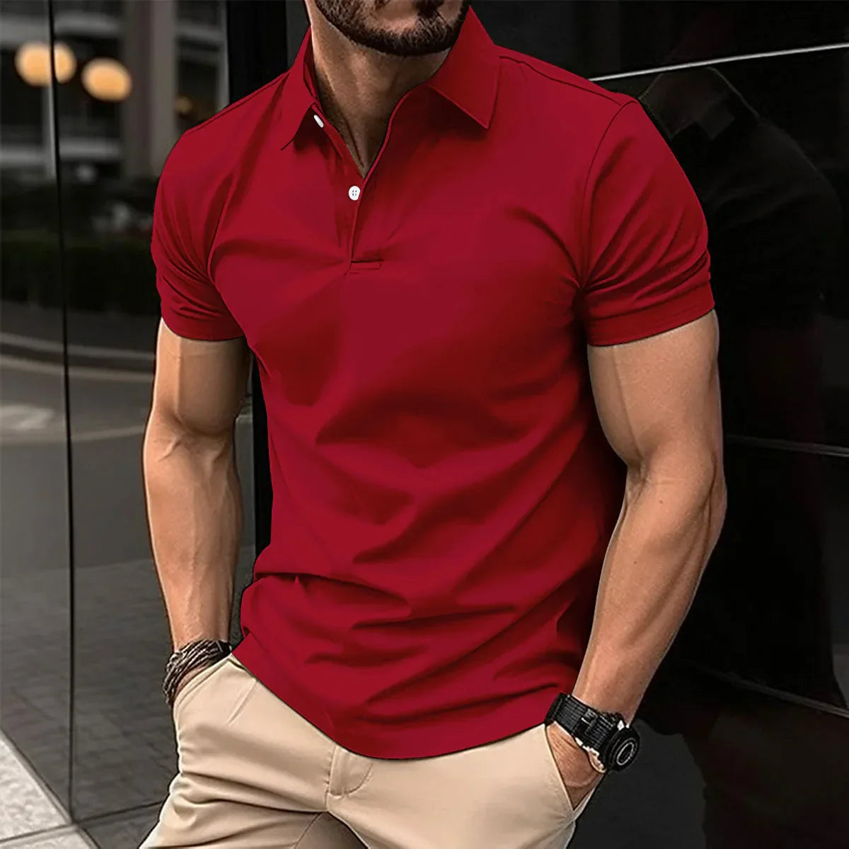 maoxiangshop 2024 Summer Best-Selling Men's Polo Shirt Lapel Printed Men's Clothing Stripes Polo Shirt Casual Sports Men's Shirt