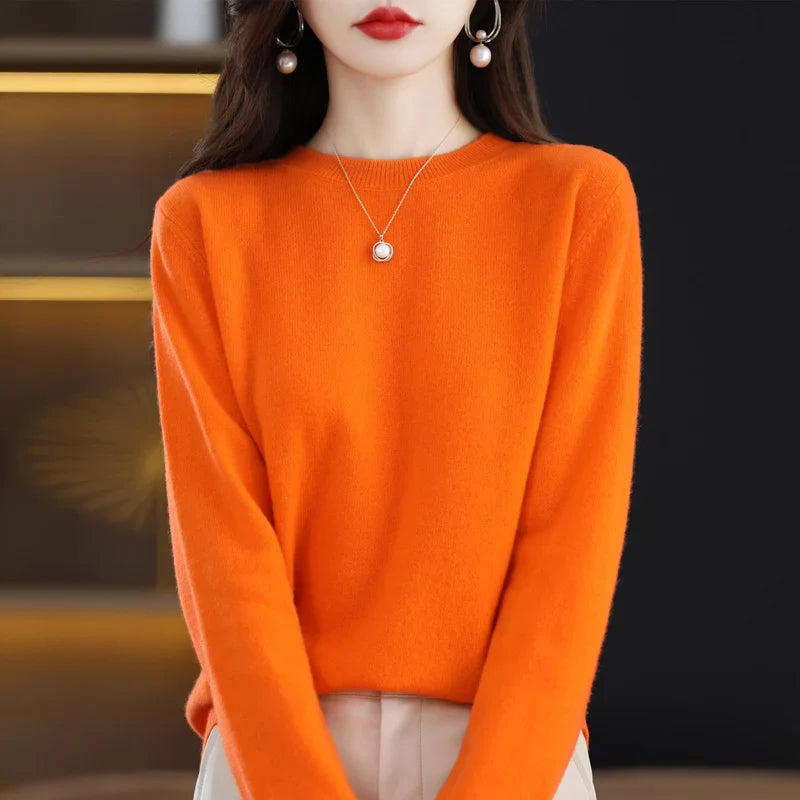 maoxiangshop Cashmere Sweater Women's Knitting Sweater 100% Pure Merino Wool Winter Fashion Basic V-neck Chic Top Autumn Warm Pullover