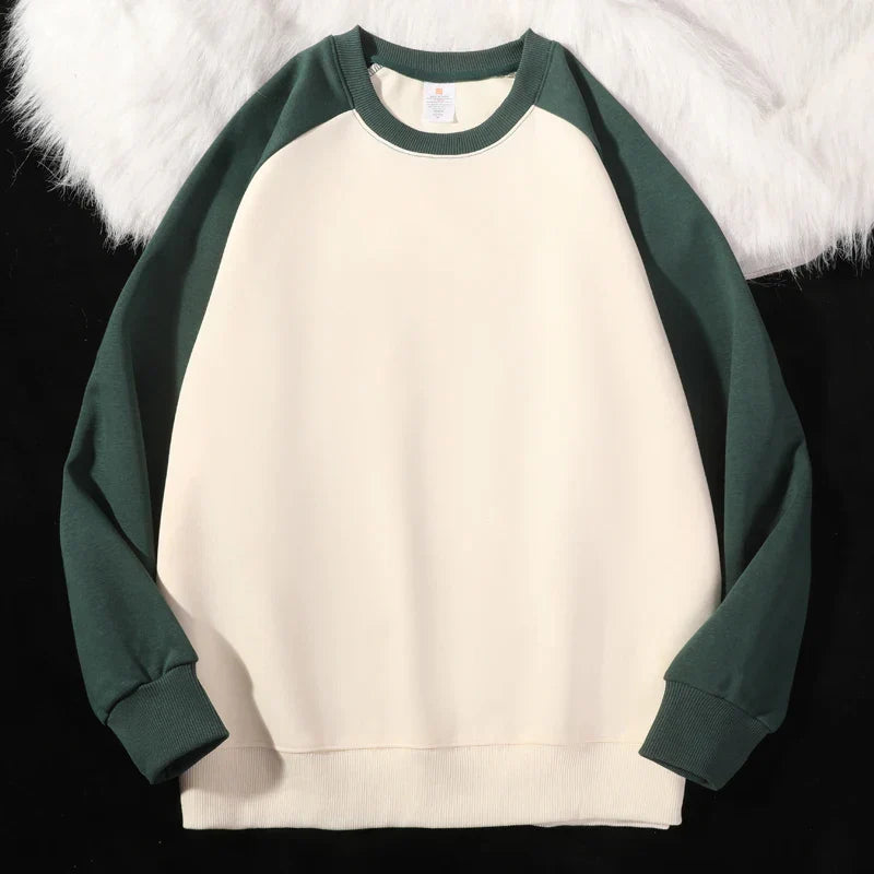 maoxiangshop 2024 Spring Autumn New Men Casual Sweatshirts Harajuku Loose Streetwear Tops O Neck Pullover Hoody Solid Mens Sweatshirts M-3XL