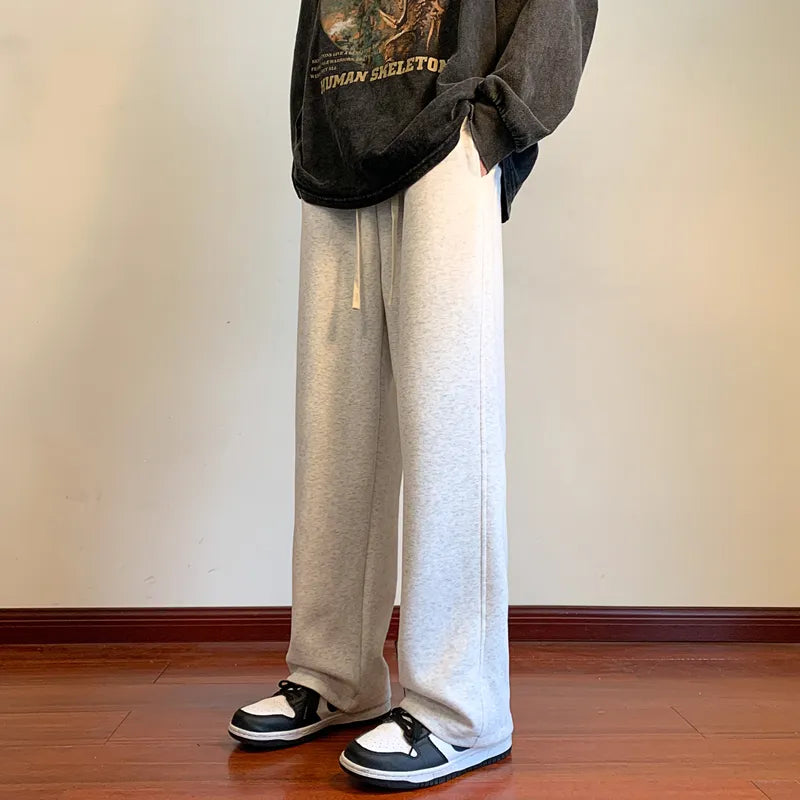 maoxiangshop Autumn Sweatpants Men Straight Casual Pants Male Korean Loose Drawstring Pants Men's Joggers Sports Streetwear Trousers
