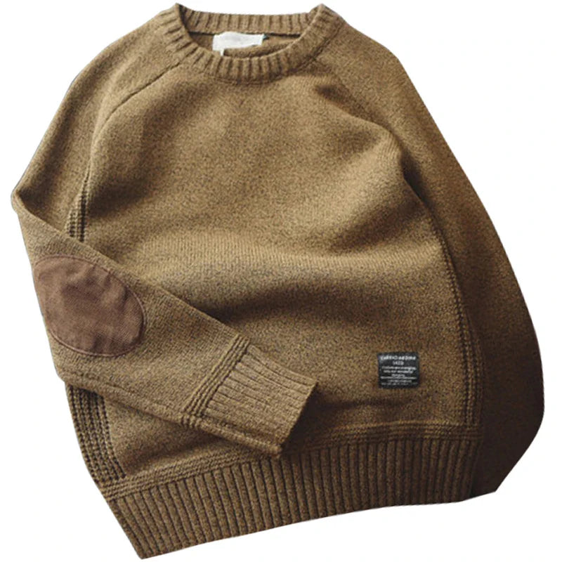 maoxiangshop New Men Pullover Sweater Fashion Patch Designs Knitted Sweatshirt Harajuku Streetwear O Neck Pure Colour Causal Pullovers Top
