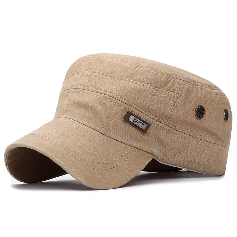 maoxiangshop New Washed Cotton Flat Top Cap Adjustable Outdoor Caps Women Men Retro Hats Man Cap