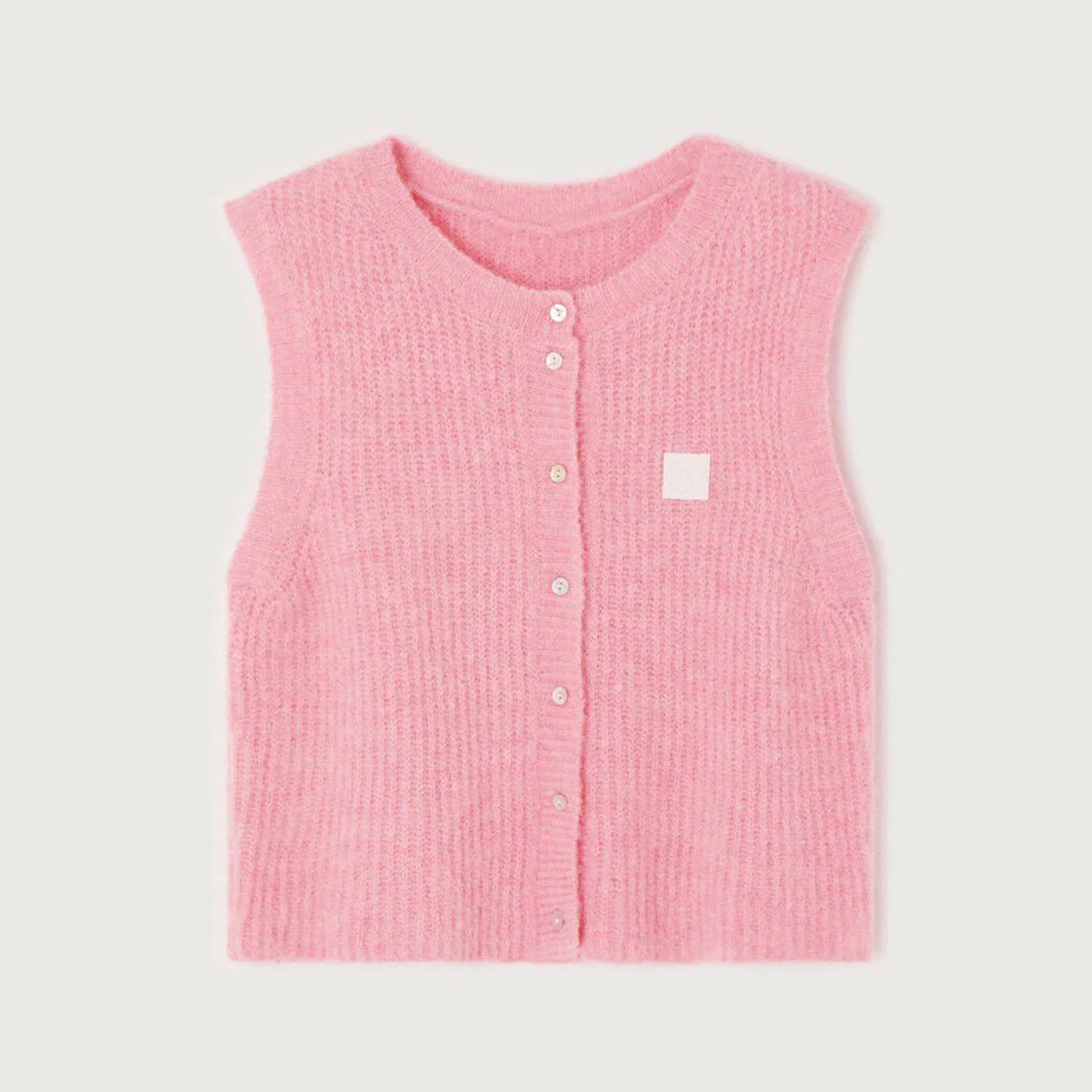 maoxiangshop - Women's Y2K Cute Knitted Tank Tops Casual Summer Solid Color Button-up Front Basic Sleeveless Aesthetic Sweater Vest