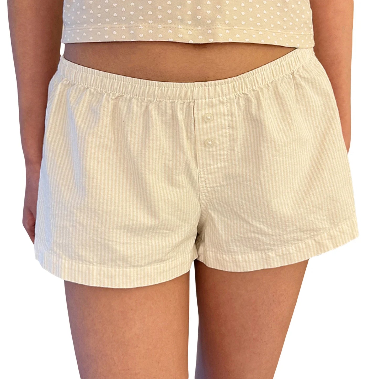 maoxiangshop - Summer Women's Y2K Cute Loungewear Shorts Casual Loose Fitting Elastic Low Waist Floral Bottoms with Button Decor