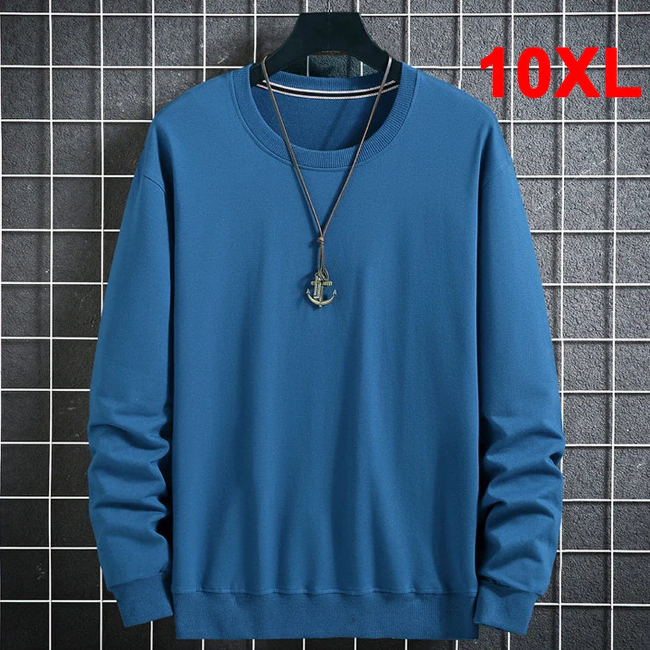 maoxiangshop Solid Color Sweatshirts Men 10XL Plus Size Sweatshirt Spring Autumn Tracksuit Men Solid Pullover Big Size 10XL