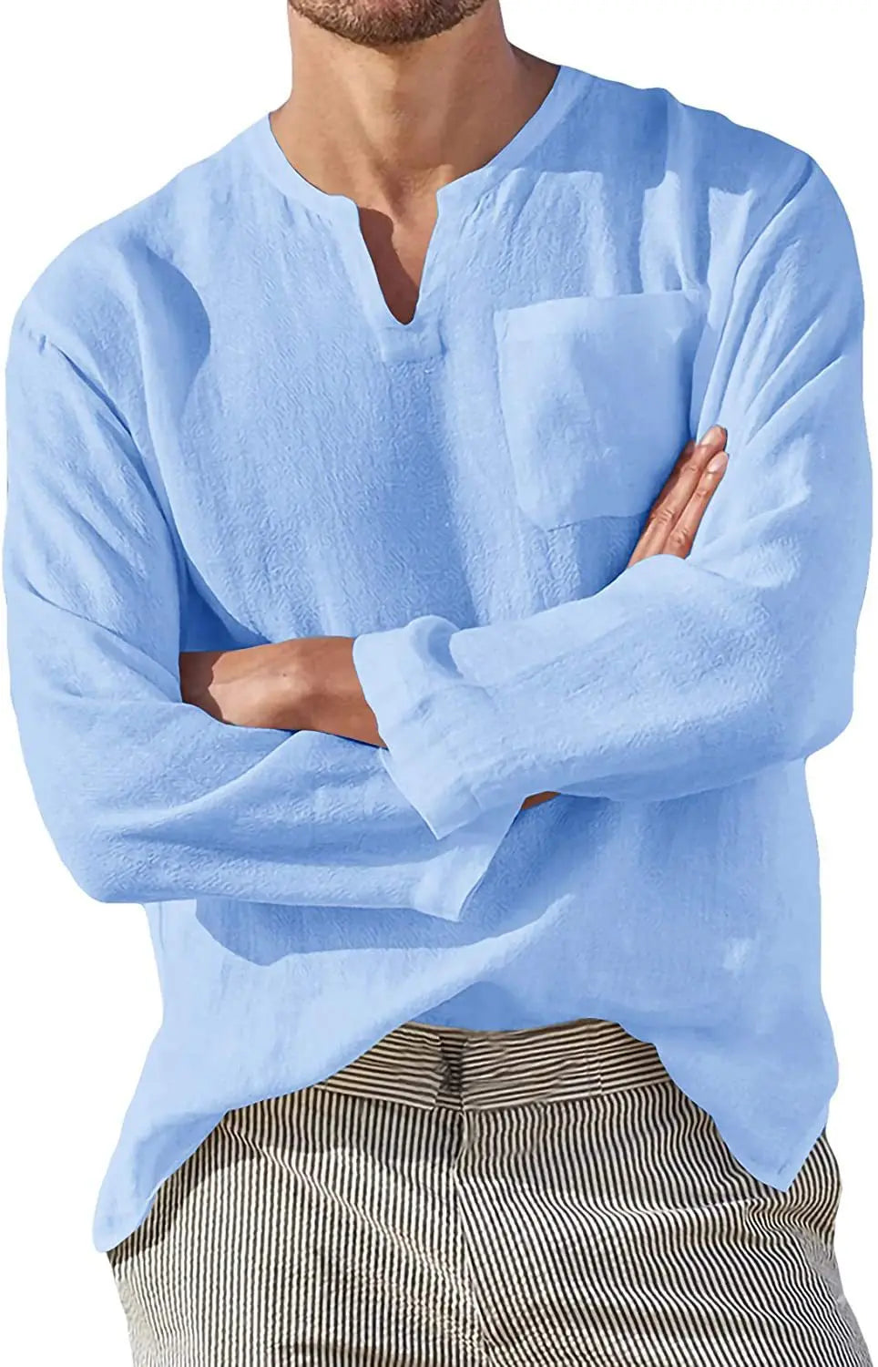 maoxiangshop Linen Shirt Men Brief Breathable Solid Color Long Sleeve Harajuku Casual Blouse Hawaiian Shirt Oversize Tops S-5XL
