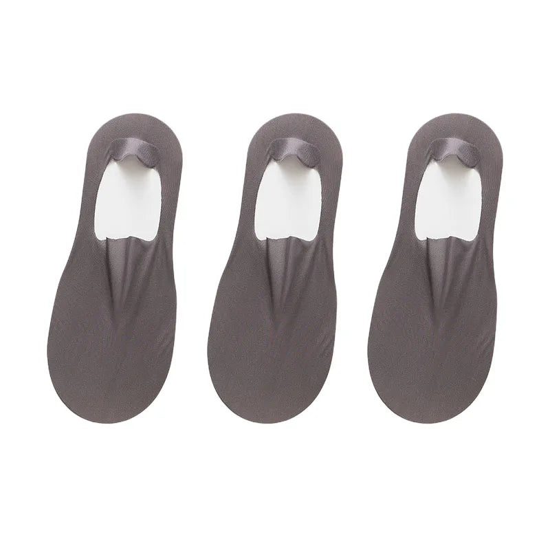 maoxiangshop 3 Pairs Men's Boat Socks Summer Ultra-thin Breathable Solid Color Sock Slippers Comfortable Soft Ice Silk Low Cut Men Sokken