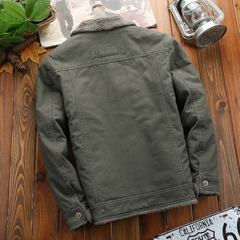 maoxiangshop Thick Down Jacket Top Thick Casual Cotton-padded Men Clothing Men's Cotton Winter Clothes Lapel Warmth Youth Thick Down Jackets