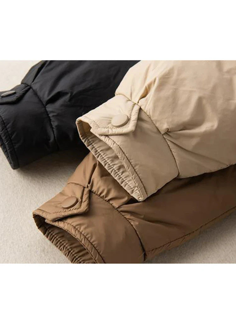maoxiangshop Winter Oversize Duck Down Coat Women Fashion Warm Thick Hooded Jackets Black Autumn Casual Pocket Parkas
