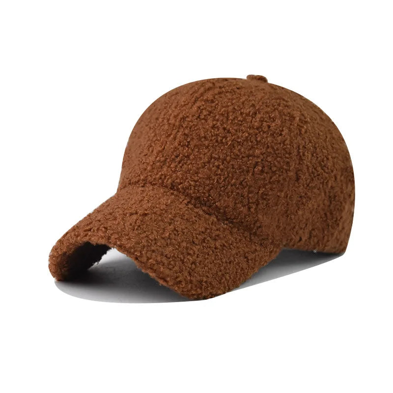 maoxiangshop Autumn Winter Baseball Cap Women Thicken Lamb Wool Hats Version Tide Fleece Warm Cap Plush Baseball Caps Spring Baseball Cap