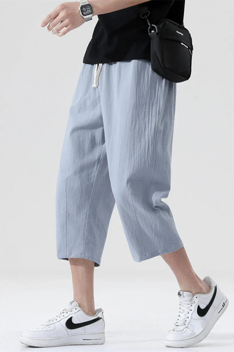 maoxiangshop Summer Casual Pants Men's Wild Cotton and Linen Loose Linen Pants Korean Style Trend Nine-point Straight Trousers