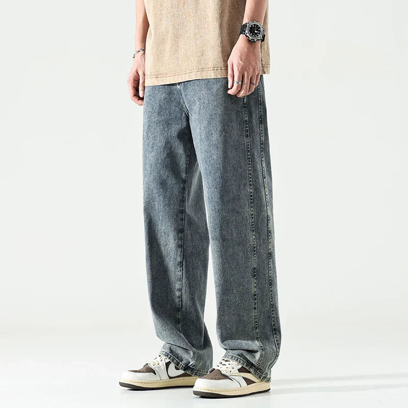 maoxiangshop Baggy Jeans Men Oversize Pants Loose Fit Wide Leg Trousers For Men Blue Streetwear Casual Korean Style Denim New Jeans Kpop