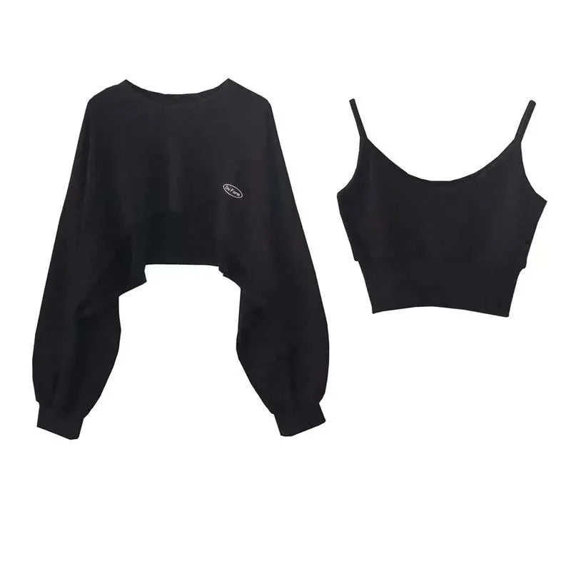 maoxiangshopWomen's Short Thin Sweatshirt Long Sleeve Crew Neck Casual Top Blouse Daily Casual Two-piece Simple Style Wholesale