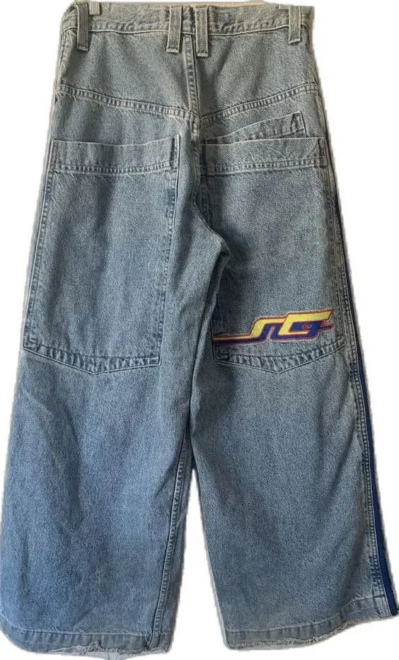 maoxiangshopStreet Vintage Jeans New Y2K Harajuku Wash blue Multiple pockets Baggy Jeans Denim Pants Mens Womens High Waist Wide Trousers