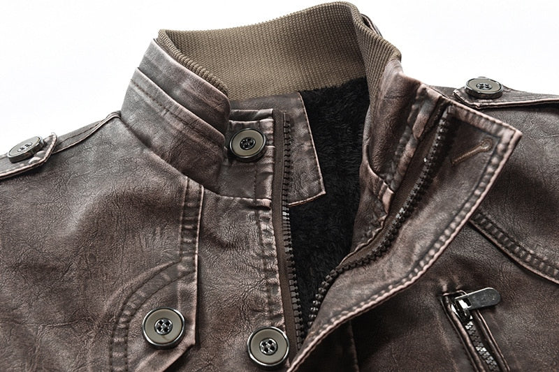 maoxiangshop Faux Leather Jackets Men High Quality Classic Motorcycle Bike Cowboy Jacket Coat Male Plus Velvet Thick Coats L-3XL