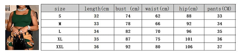 maoxiangshop Summer Women Slim Square Collar Vest Top And Digital Print Shorts Two 2 Pieces Set Beach Resort Wind Casual Outfits