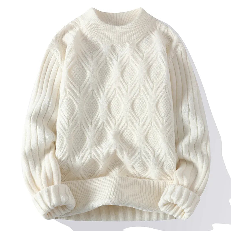 maoxiangshop Autumn Winter Knitted Sweaters Men Fashion Casual Knitting Clothing O Neck Blue Black Pullovers Mens Warm Solid Sweater Man