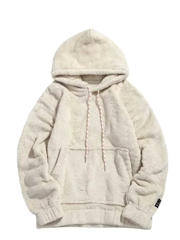 maoxiangshop Solid Hoodie for Men Fluffy Sweatshirts Fall Winter Streetwear Pullover Basic Unisex Hooded Sweats Jumper with Pocket