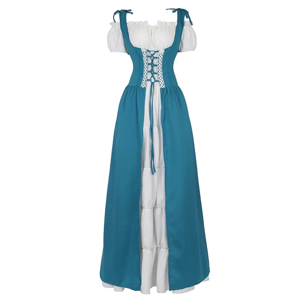 maoxiangshop - Renaissance Dress for Women Irish Medieval Dresses Victorian Female Costumes Halloween Cosplay Costume Masquerade Party Outfits