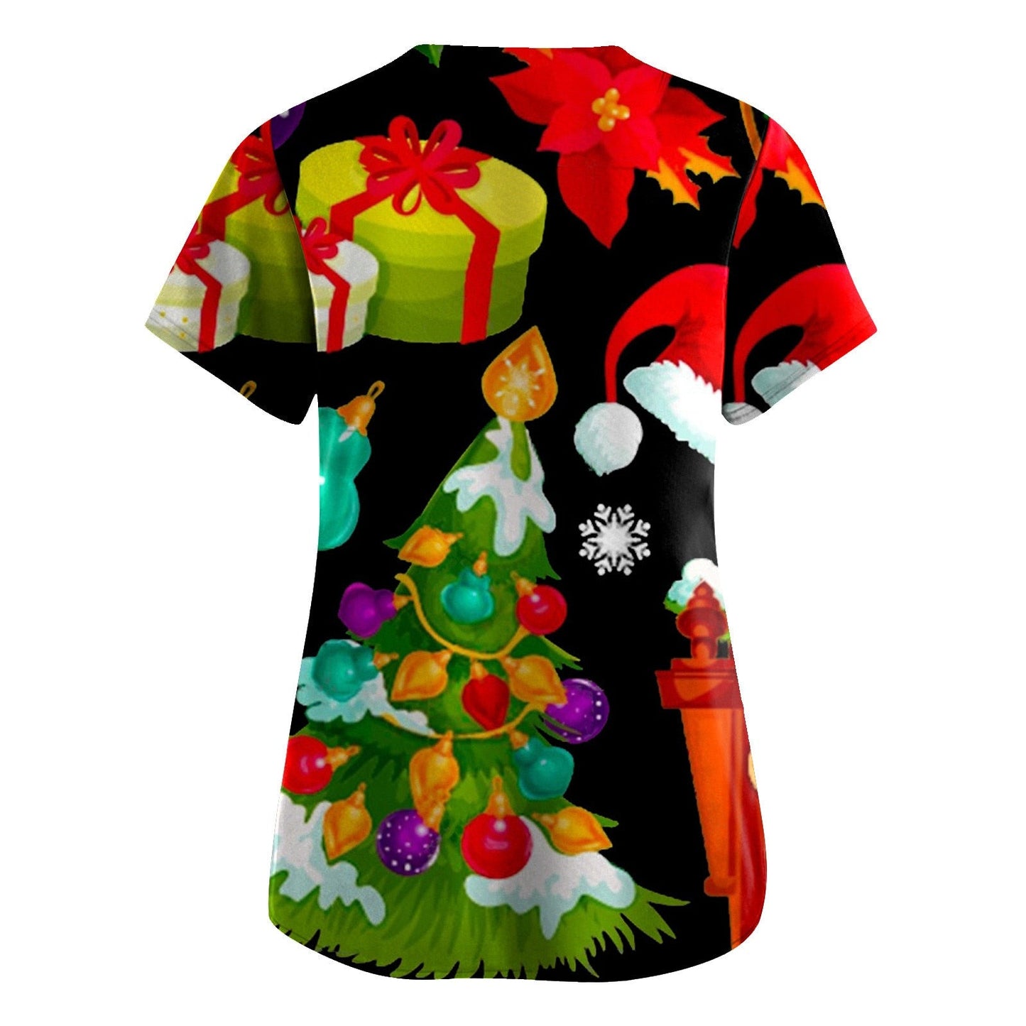 maoxiangshop Cute Cartoon Animals Print Christmas Nursing Scrubs Women Tops Short Sleeve pet salon Work Uniform Blouse Costume Shirts Female