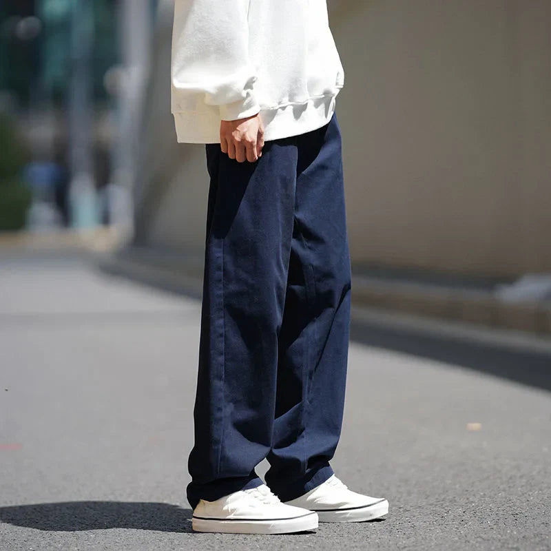 maoxiangshop Autumn Cotton Casual Pants Men Fashion 3 Color Straight Pants Men Japanese Streetwear Loose Wide Leg Pants Mens Trousers M-2XL