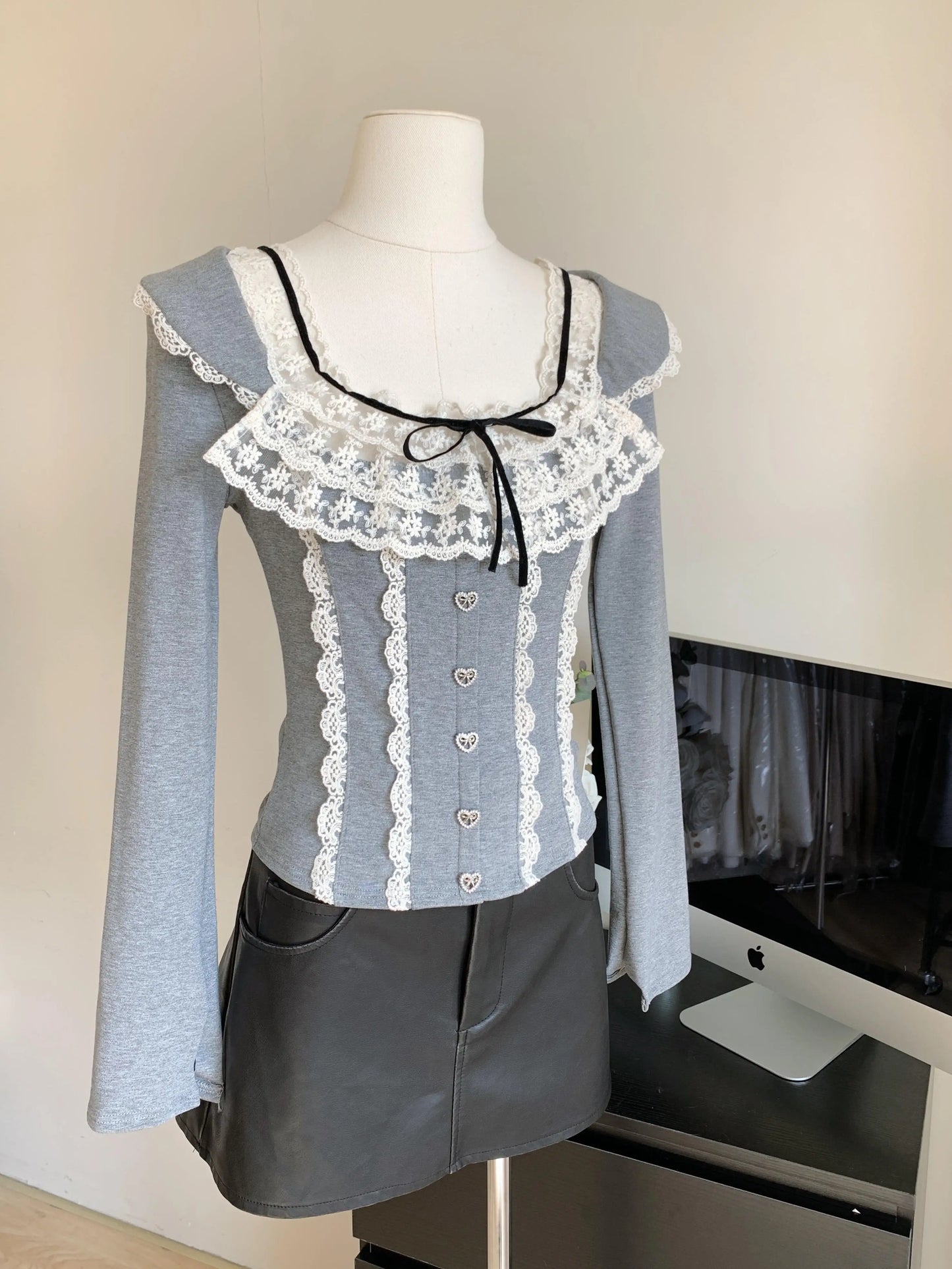 maoxiangshop Fashion Square Neck Spliced Loose Casual Sweaters Women's Clothing Autumn Winter Oversized Commuter Pullovers Korean Tops