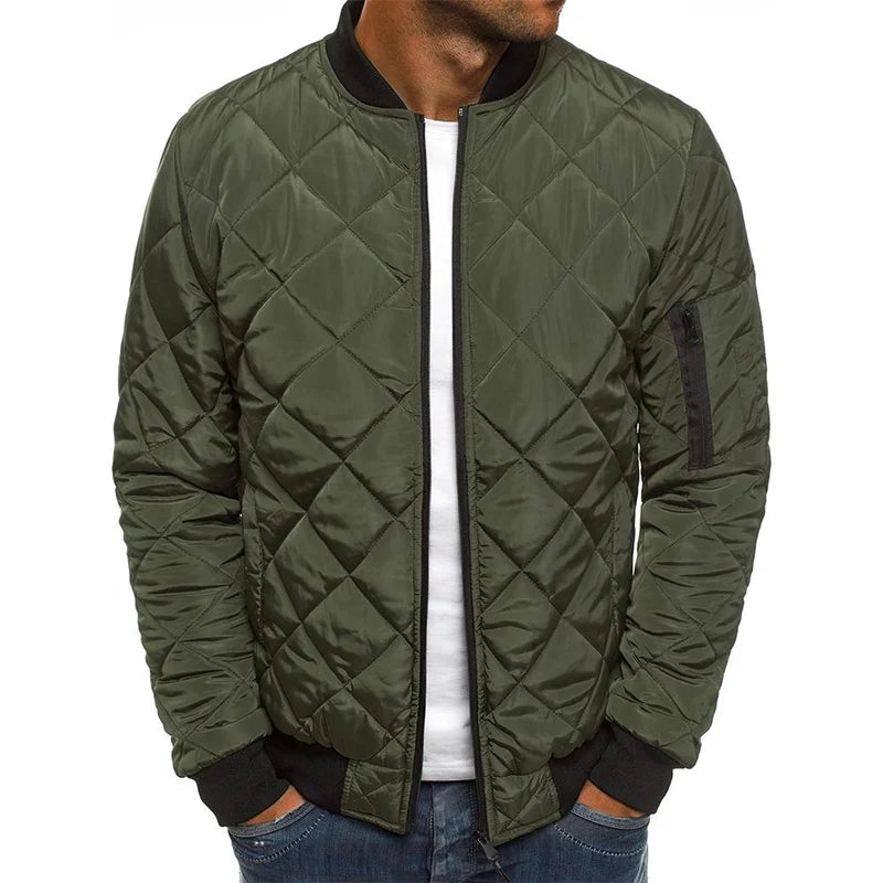 maoxiangshop Winter New Cotton Jacket Men's Baseball Collar Mesh Pressed Lightweight Cotton Jacket Vintage Flight Casual Long Sleeve