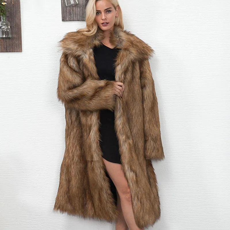 Faux Fur Coat Woman Winter 2022 Autumn Slim Fit Thick Ladies Warm Jacket New Plus Size Coat Fur Teddy Plush Outwear Fur Top