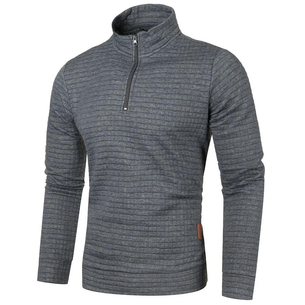 maoxiangshop Autum Men's Solid Color Sweatshirt New Oversize Half Zipper Pullover Warm Sweater Jogger Sport Tops