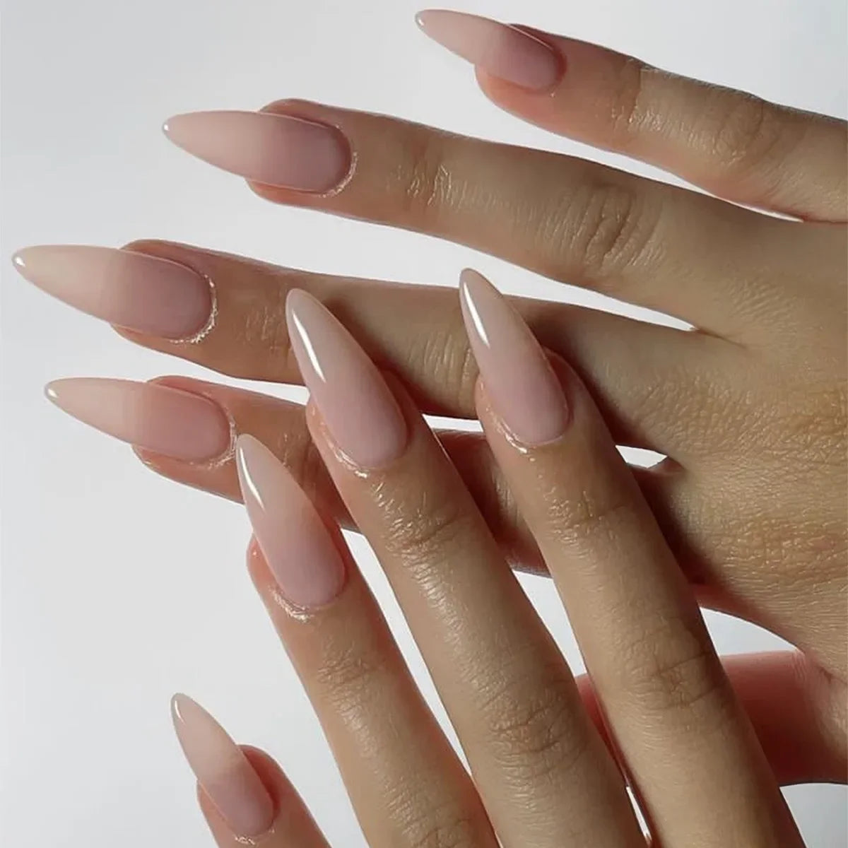 maoxiangshop 24Pcs False Nails With Glue Almond Pink Butterfly Design Detachable Rhinestones Acrylic Fake Nails long stiletto Press On Nails