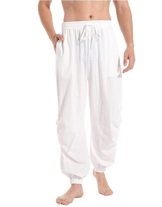 maoxiangshop Adult Men Pirate Pants Vintage Medieval Renaissance Lounge Costume Loose Pants Viking Black Brown Trouser