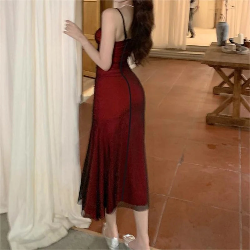 Summer Sexy Dress Women Streetwear Sleeveless Backless Solid Spaghetti Strap Casual Elegant Party Dresses