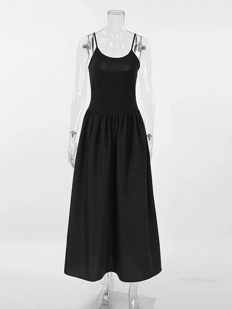 maoxiangshop - Fashion Black Suspender Dress 2024 Autumn Winter New Niche Slim Long Dresses Female High Waist Sleeveless Holiday Clothes