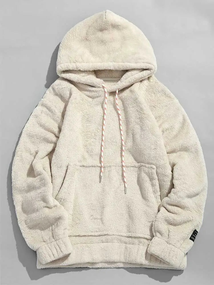 maoxiangshop Solid Hoodie for Men Fluffy Sweatshirts Fall Winter Streetwear Pullover Basic Unisex Hooded Sweats Jumper with Pocket