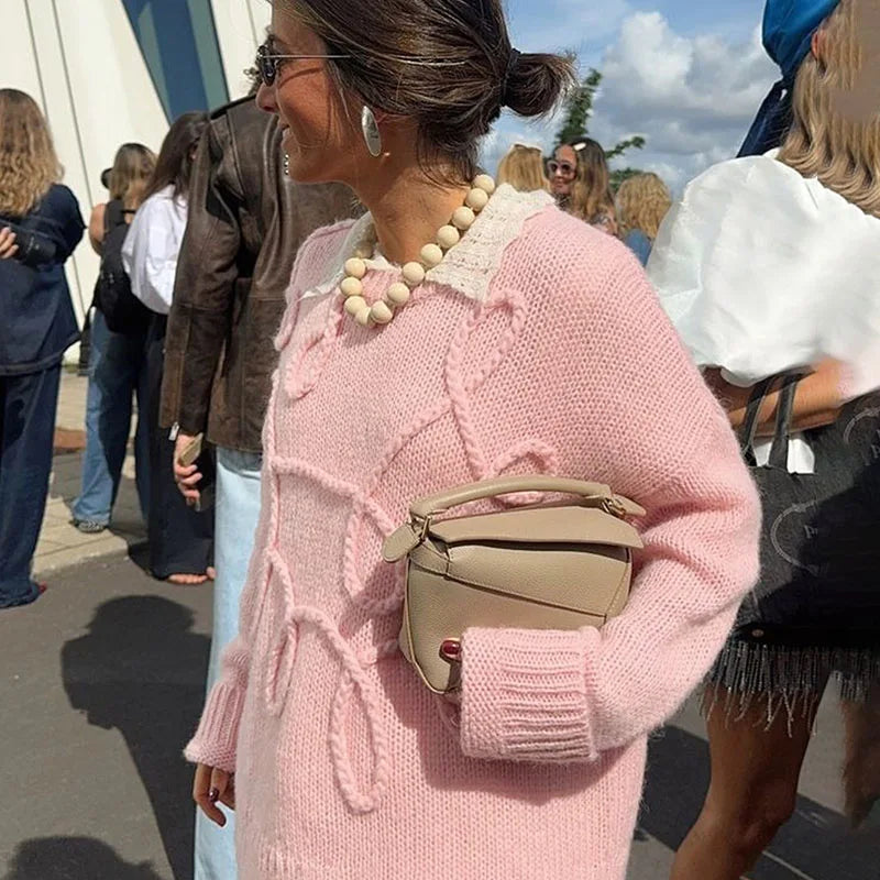 maoxiangshop - Fashion Casual Pullovers For Women Solid Color Round Neck Long Sleeve Knitted Sweater Loose Female 2024 Autunn Winter New