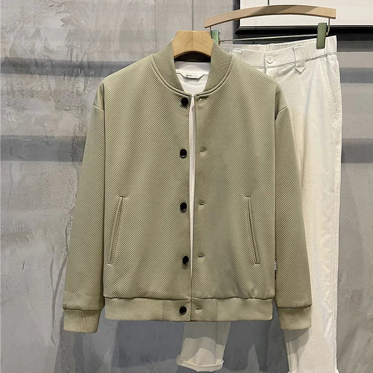 maoxiangshop High-Quality Male Bomber Casual JacKet Men's Autumn and Spring Outdoor Solid Color Jacket Sportswear Men's Jacket