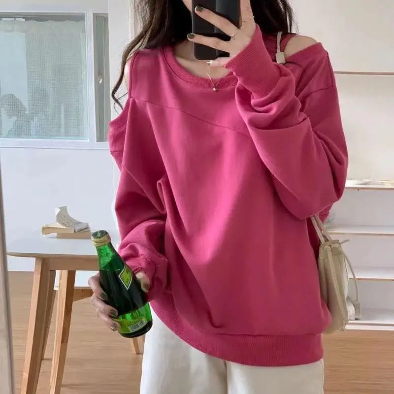 maoxiangshop-Woman T-shirt Red Sexy Clothing Loose Plain Top for Women Off Shoulder Old Simple Cheap Tshirt Stylish Original Xxl Emo Tee