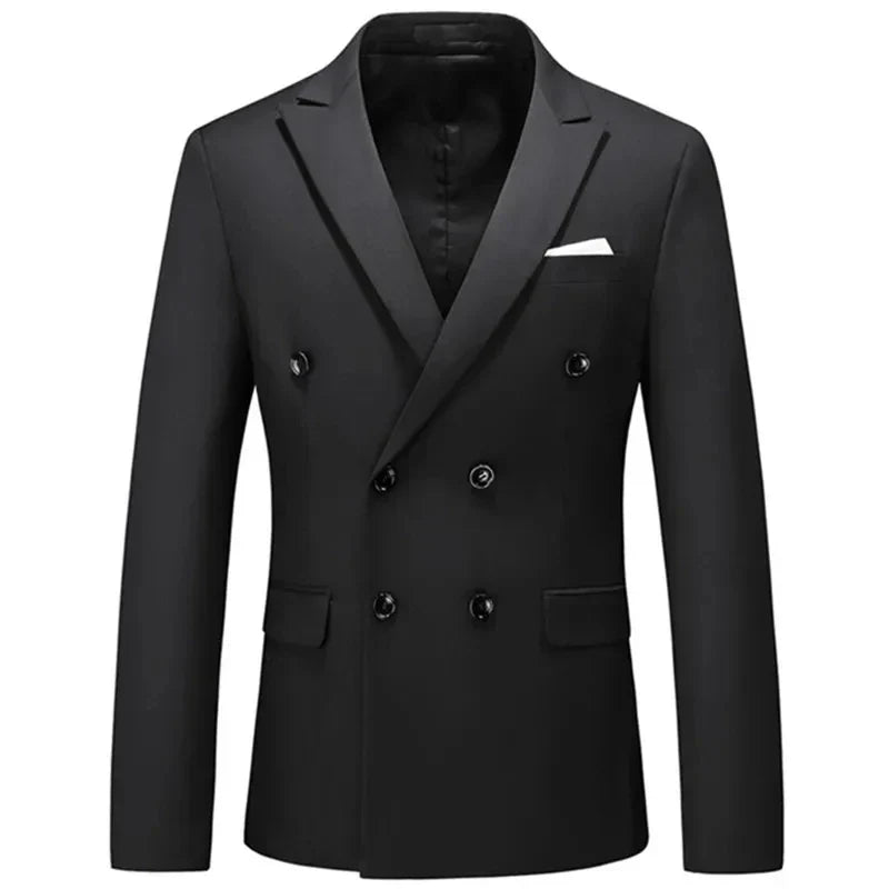 maoxiangshop Fashion New Men's Casual Boutique Business Solid Color Double Breasted Suit Jacket Blazers Coat