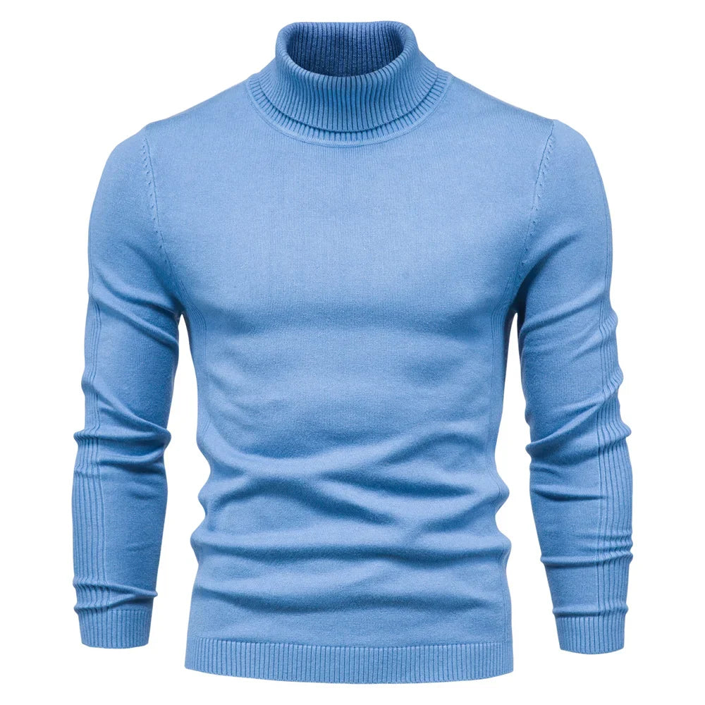 maoxiangshop New Winter Turtleneck Thick Mens Sweaters Casual Turtle Neck Solid Color Quality Warm Slim Turtleneck Sweaters Pullover Men
