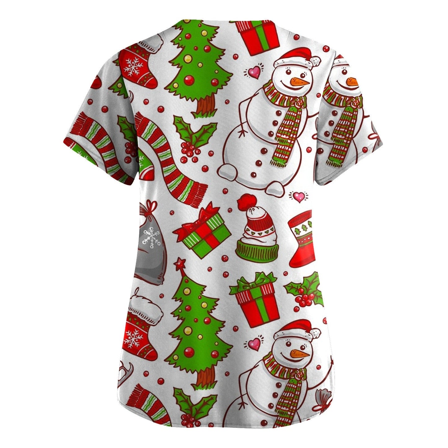 maoxiangshop Cute Cartoon Animals Print Christmas Nursing Scrubs Women Tops Short Sleeve pet salon Work Uniform Blouse Costume Shirts Female
