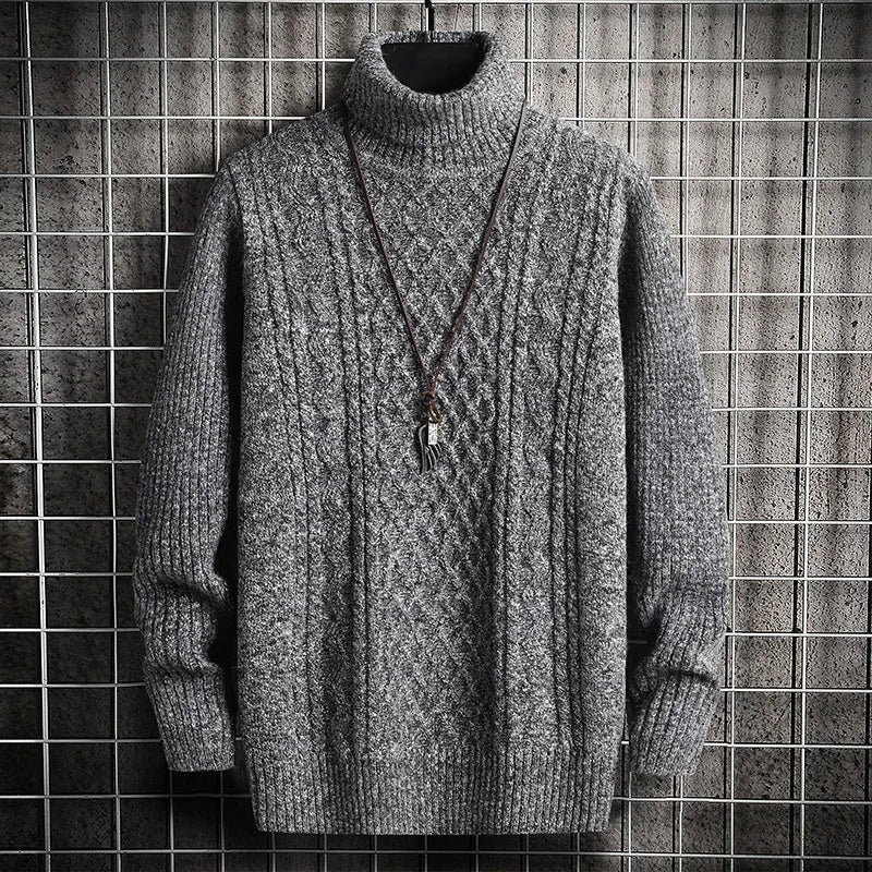 maoxiangshop 2024 Men's Winter Warm Turtleneck Sweaters Knitted Thick Pullover Casual Sweaters High Neck Knited Solid Color Jumpers for Men
