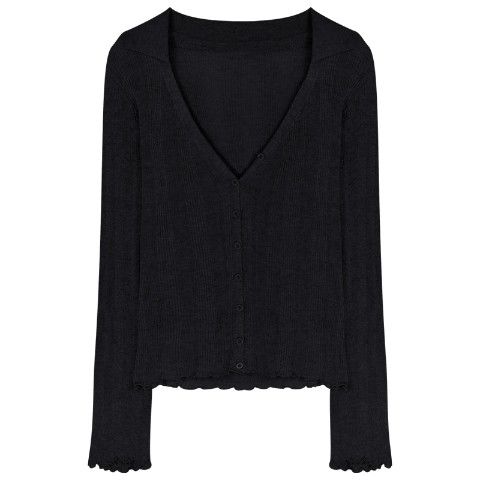 maoxiangshop Knitting T-shirt Women Slim Sexy Long Sleeve Daily V-neck Casual Korean Style Pure Retro Minimalist Hot Girls Spring See-through