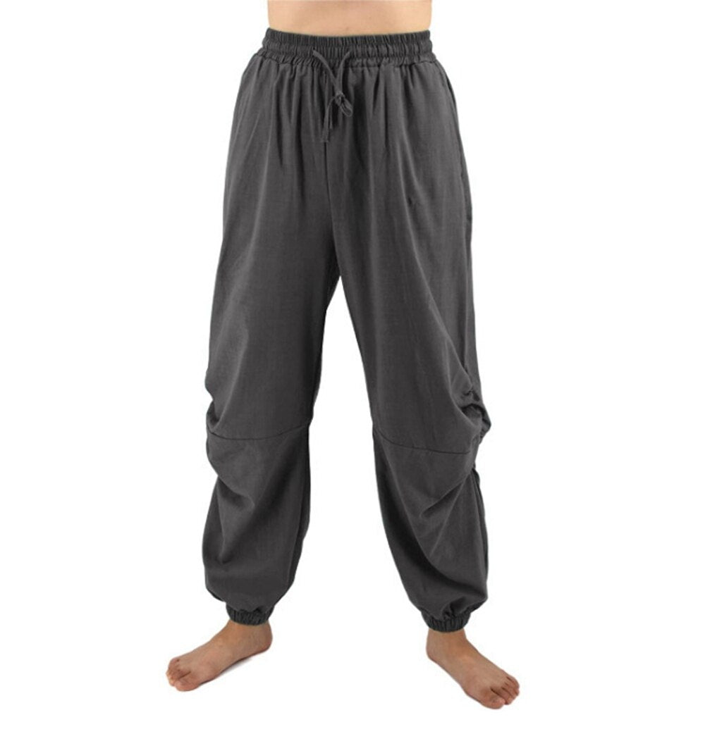 maoxiangshop Adult Men Pirate Pants Vintage Medieval Renaissance Lounge Costume Loose Pants Viking Black Brown Trouser